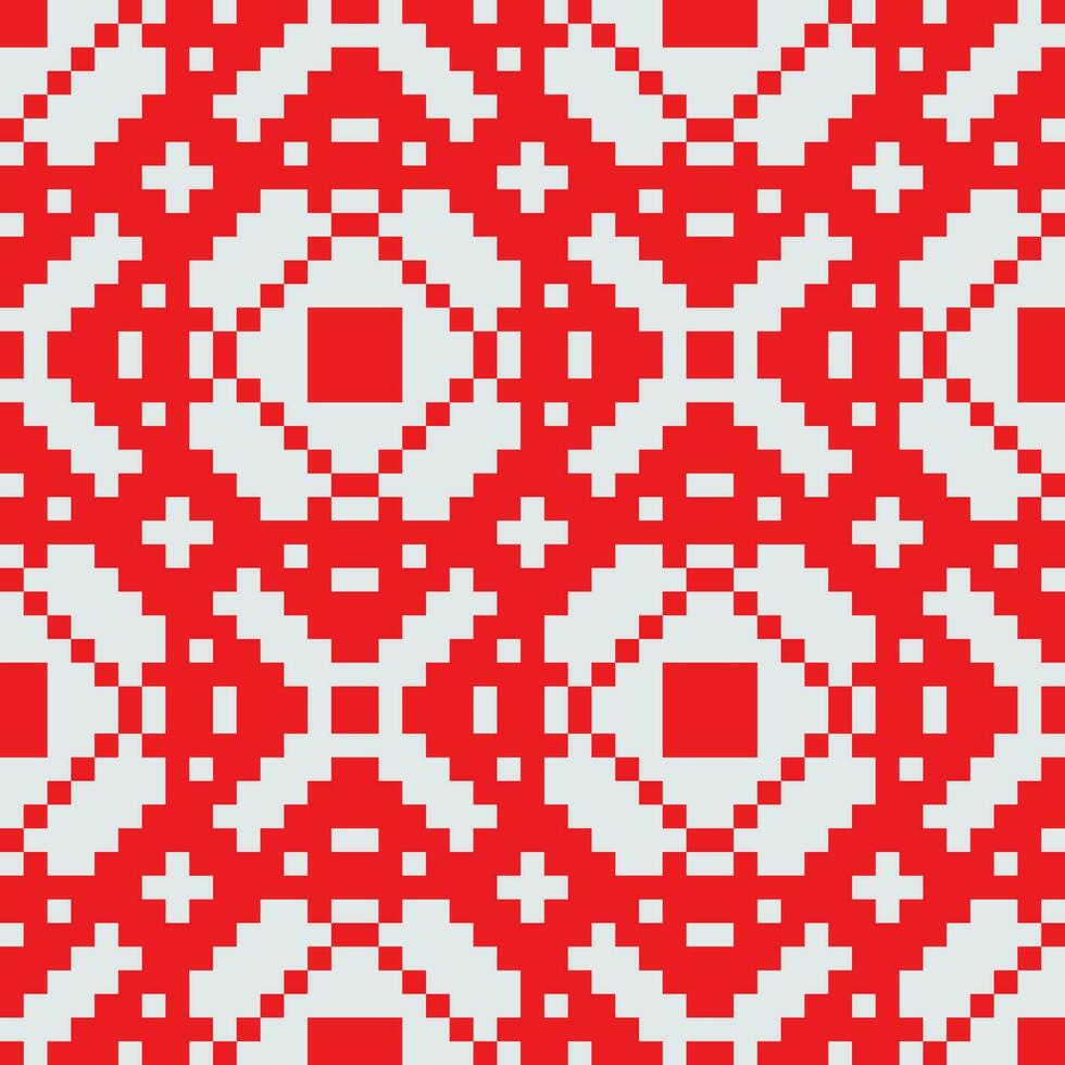 en röd och vit pixel mönster vektor