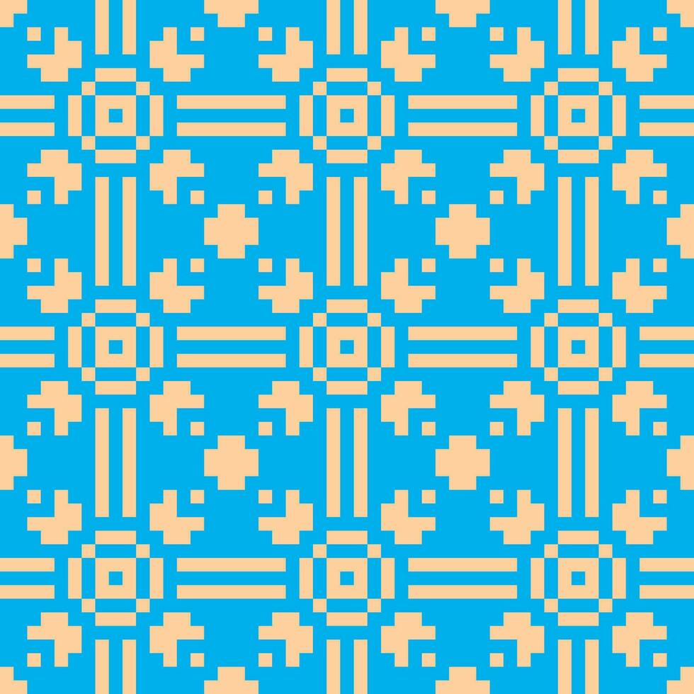Pixel Kunst Muster mit Quadrate und Sterne auf ein Blau Hintergrund vektor