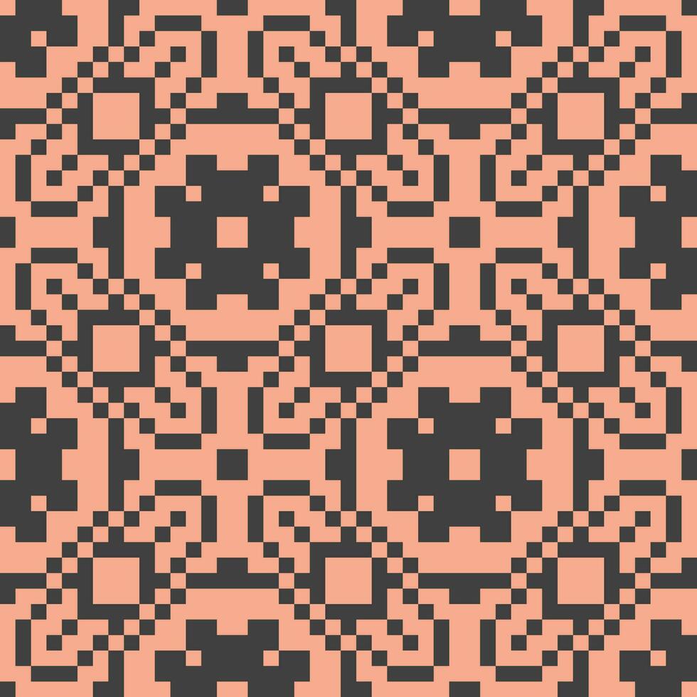 pixel konst sömlös mönster med kvadrater och cirklar vektor