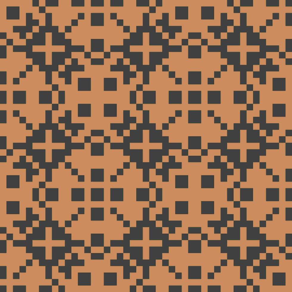 ein Pixel Muster mit Quadrate und Kreuze auf ein Orange Hintergrund vektor