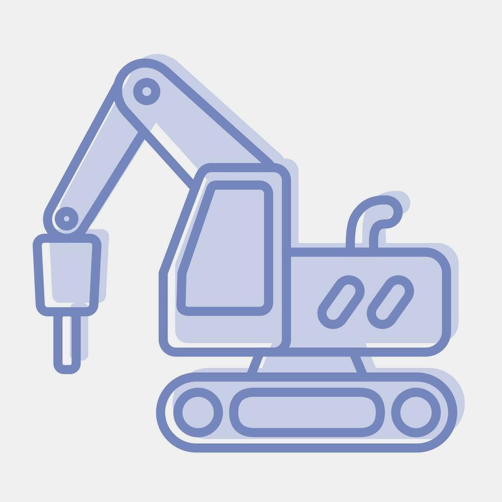 ikon hammare grävmaskin. tung Utrustning element. ikoner i två tona stil. Bra för grafik, affischer, logotyp, infografik, etc. vektor
