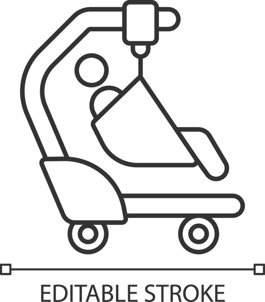 2d pixel perfekt redigerbar svart patient sling ikon, isolerat vektor, tunn linje illustration representerar medicinsk vård Utrustning. vektor
