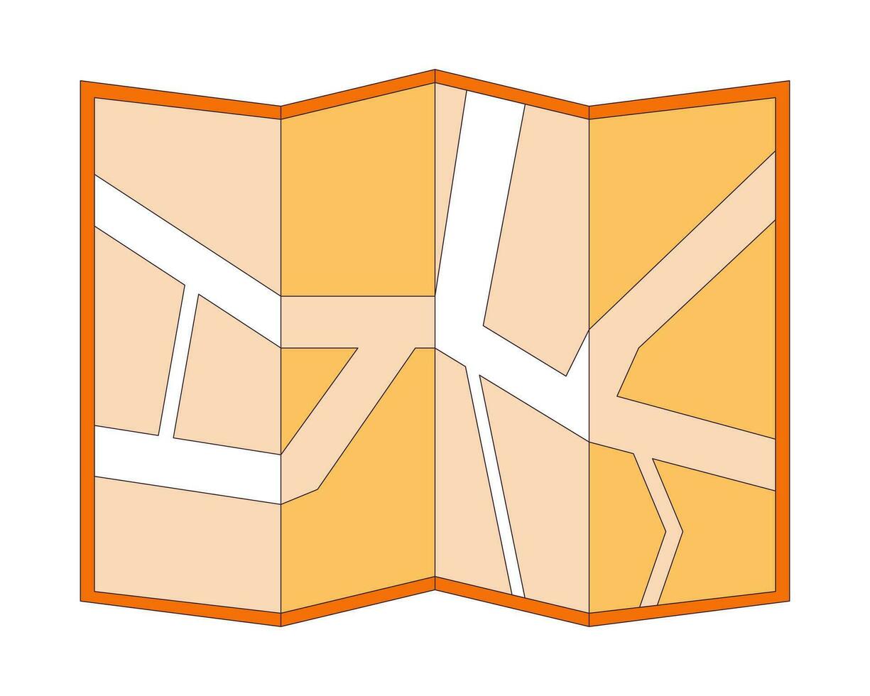 Karta urban 2d linjär tecknad serie objekt. stadens centrum platser. kartografi destination. stad planera isolerat linje vektor element vit bakgrund. infrastruktur vägar Färg platt fläck illustration