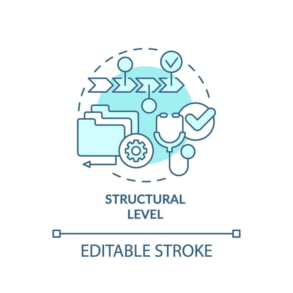 2d editierbar Blau Symbol strukturell Niveau Konzept, isoliert monochromatisch Vektor, Gesundheit Interoperabilität Ressourcen dünn Linie Illustration. vektor