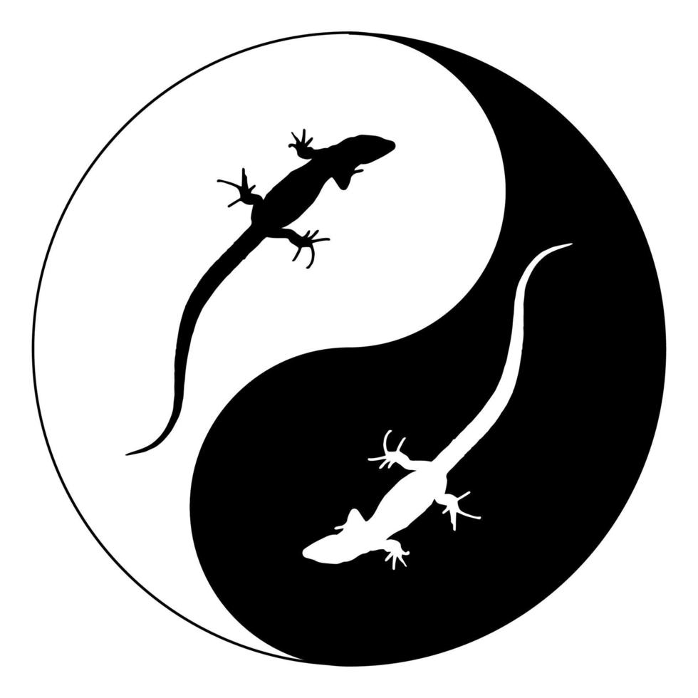 Silhouette Eidechse Yin Yang. isolierte Vektor-Illustration. vektor