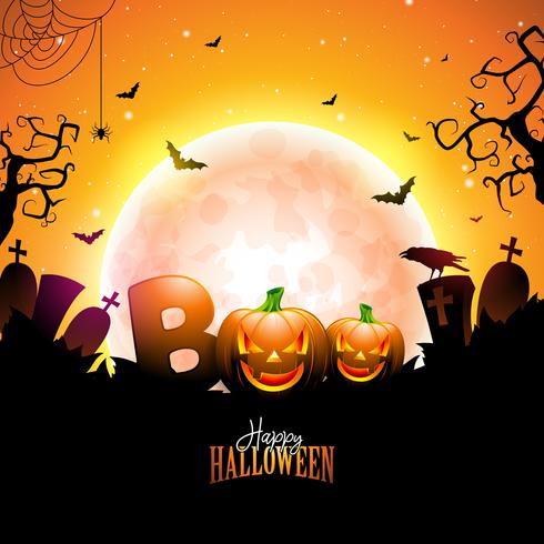 Boo, glückliches Halloween-Design vektor