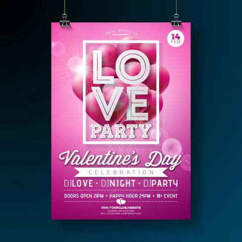 Valentinstag-Party-Flyer-Design vektor