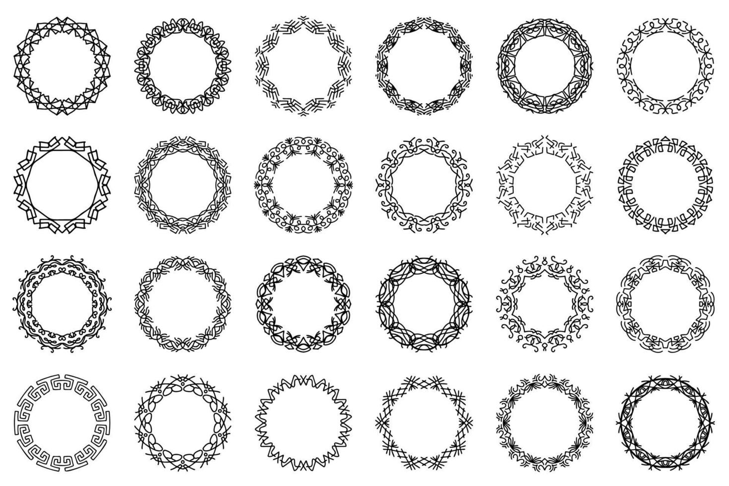 uppsättning vektor utsmyckade cirkelramar. samling vintage rundade gränser