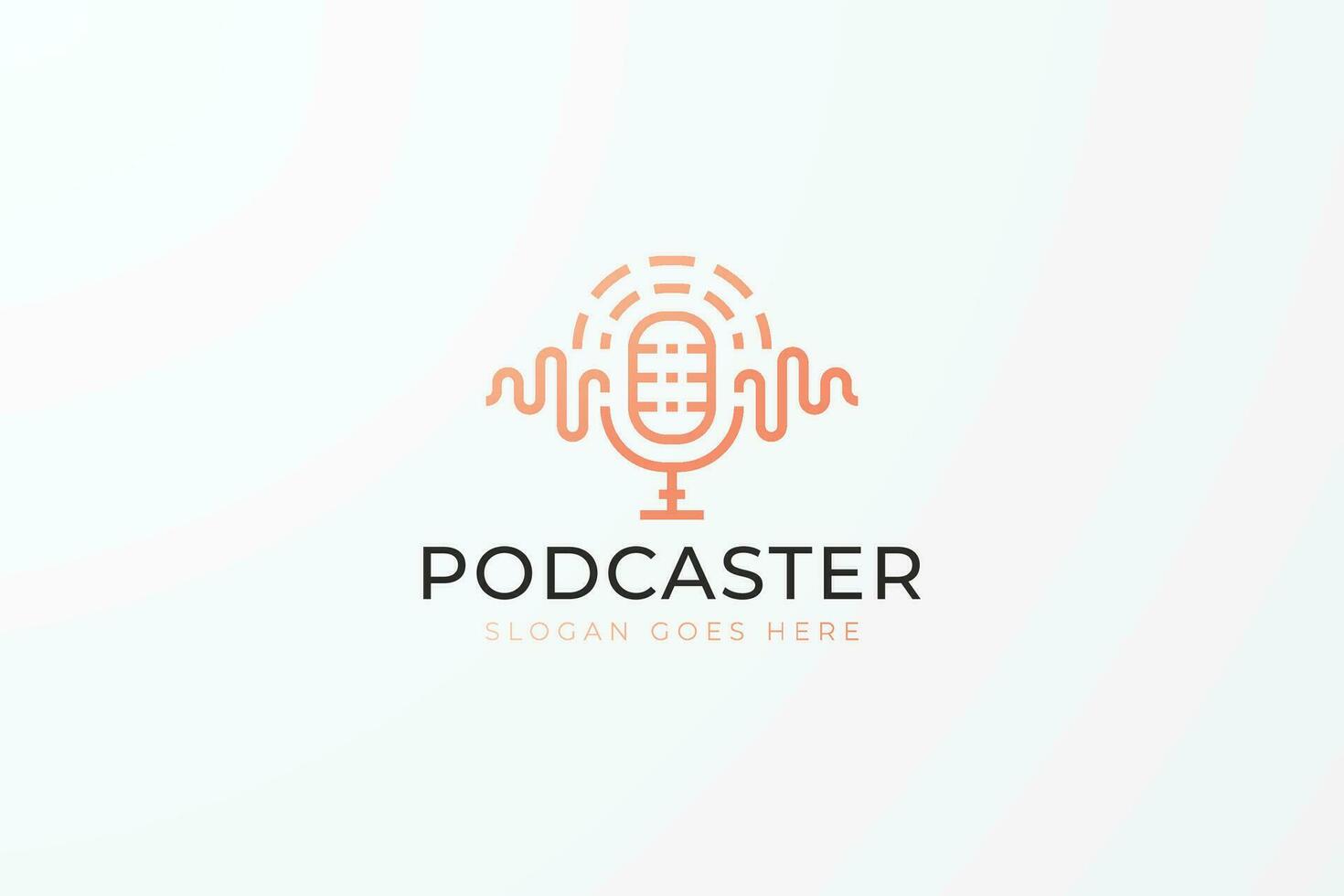 Logo Podcast Audio- und Mikrofon Übertragung Technologie modern Geschäft vektor