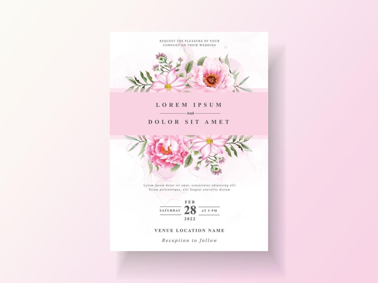 romantische hochzeitseinladungskarten floral aquarell vektor