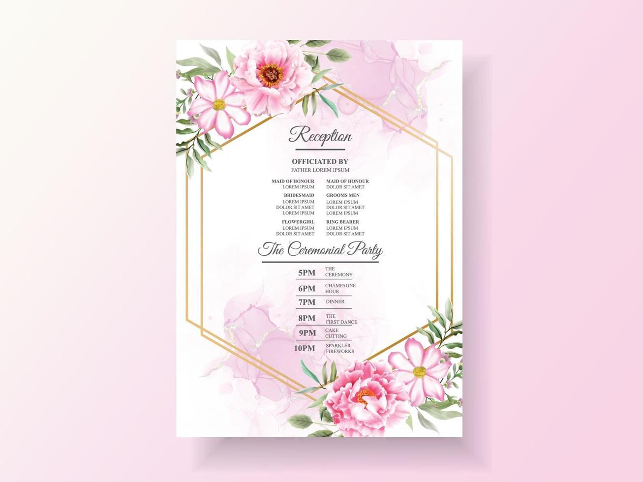 romantische hochzeitseinladungskarten floral aquarell vektor