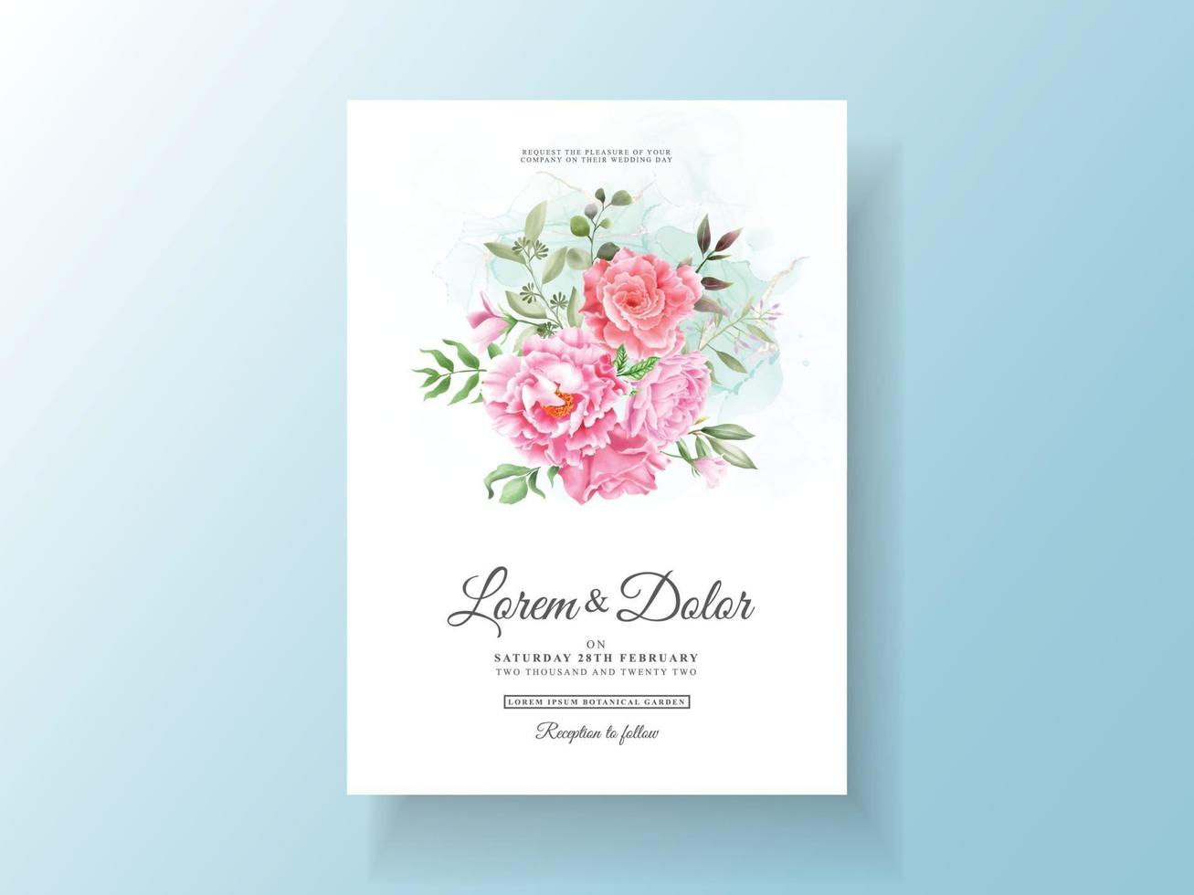 romantische hochzeitseinladungskarten floral aquarell vektor