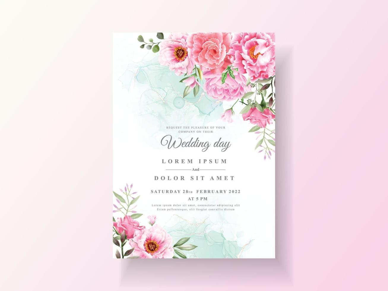 romantische hochzeitseinladungskarten floral aquarell vektor