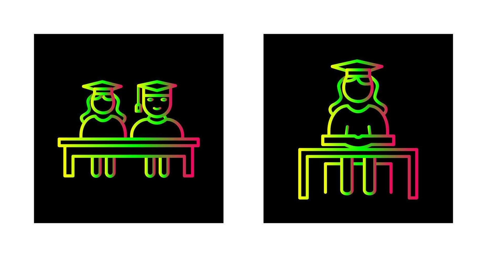 Studenten Sitzung und weiblich Schüler Symbol vektor