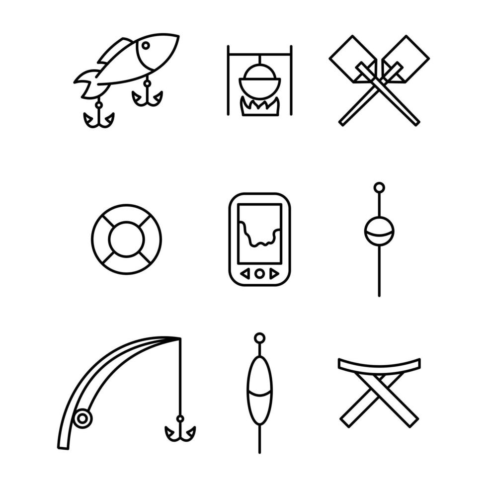 fiske sport ikonuppsättning designstil fyra vektor