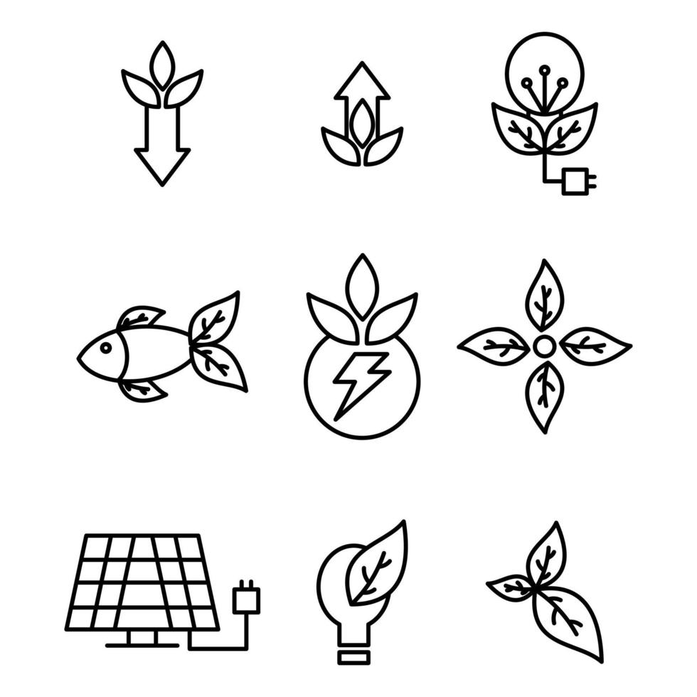 Design Natur Icon Kollektion Set Stil Drei vektor