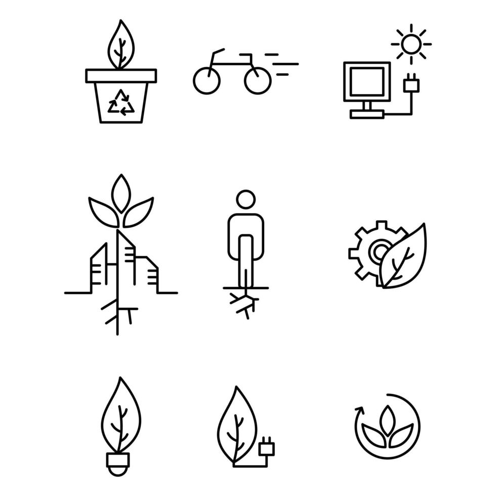 Design Natur Icon Kollektion Set Stil fünf vektor