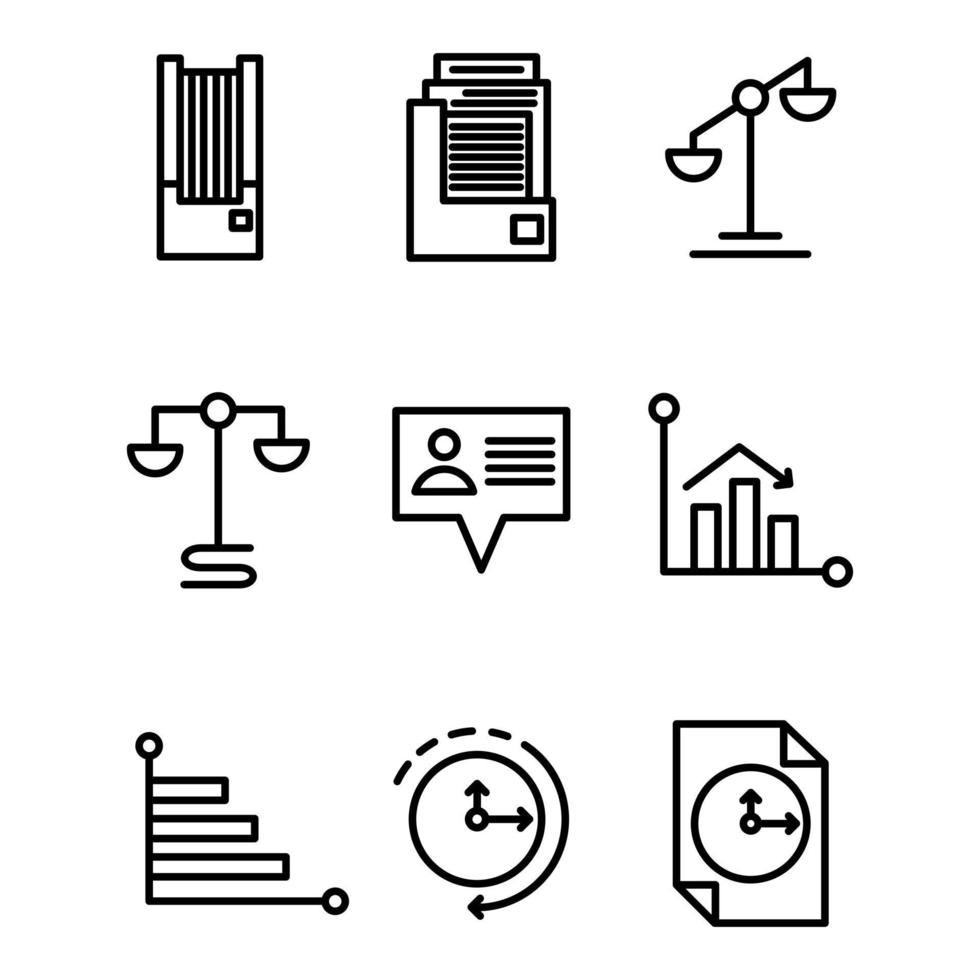 Set Icon Office-Stil zwei Umrissdesign vektor