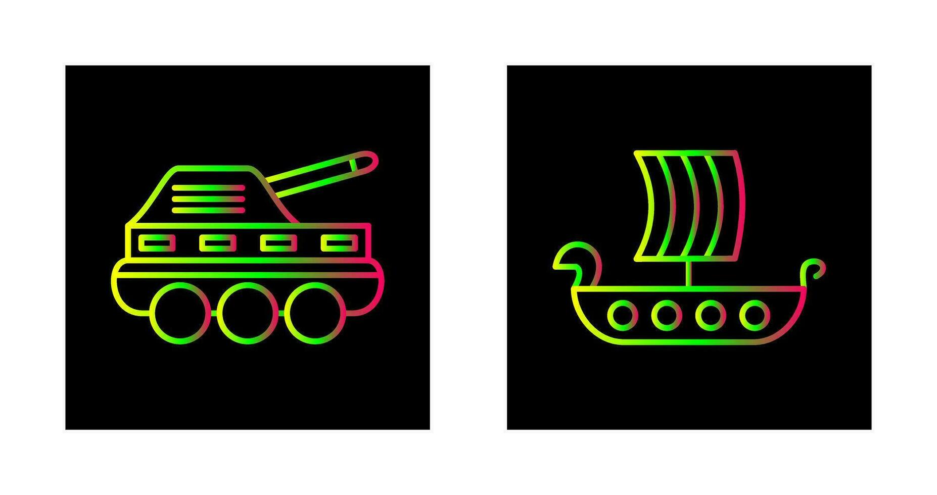 Infanterie Panzer und Wikinger Schiff Symbol vektor