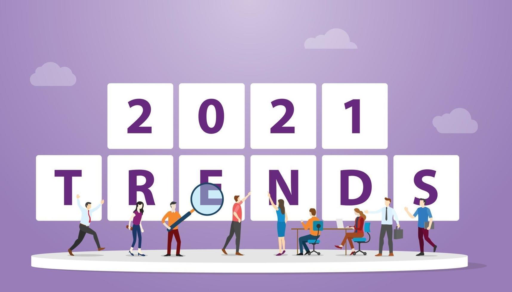 Trends des neuen Jahres 2021 mit Teamanalyse und Diskussion vektor