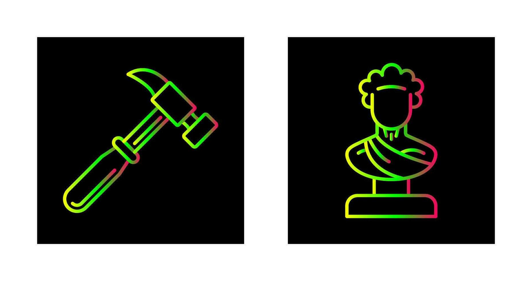 hammare och staty ikon vektor