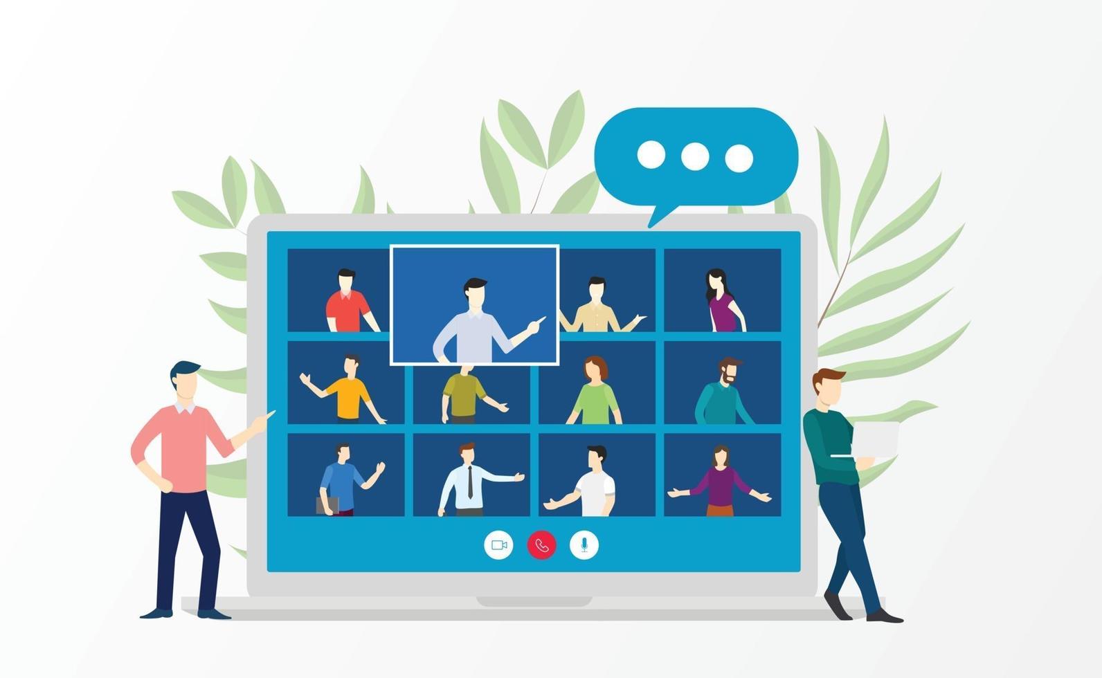 människor videokonferens virtuellt möte diskussion om företag vektor
