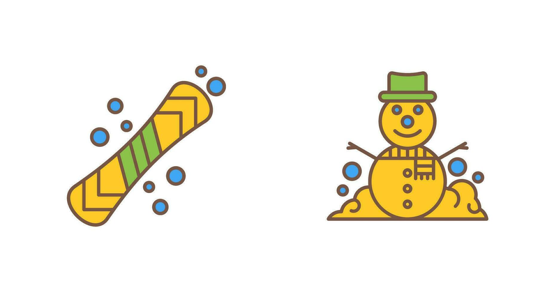 snowboard och snögubbe ikon vektor