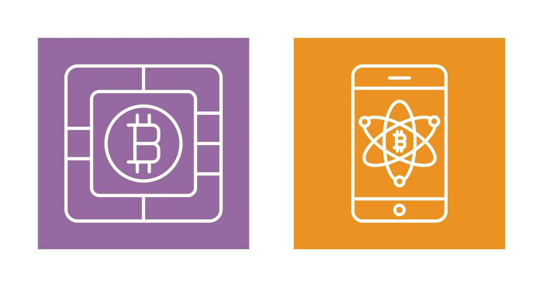 Bitcoin Chip und Handy, Mobiltelefon Symbol vektor