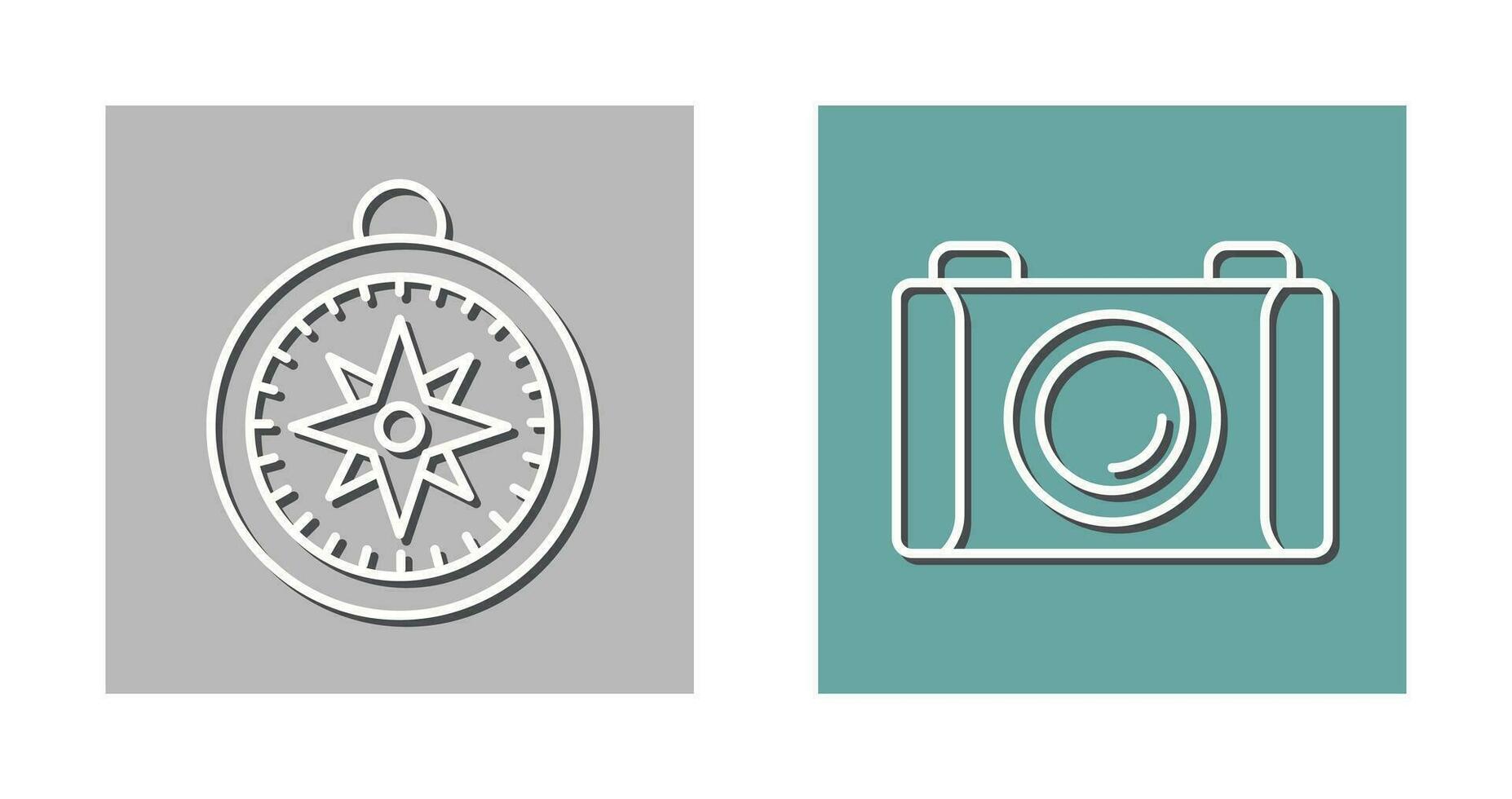 kompass och kamera ikon vektor
