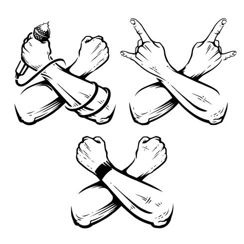 Korsad Hands Rock Vector Set