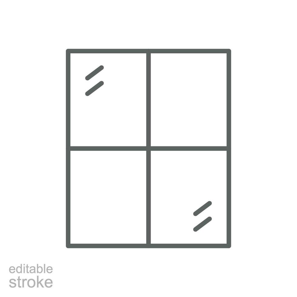 Fenster Symbol. einfach Gliederung Stil. Fenster rahmen, Konstruktion, Zimmer, Haus, Zuhause Innere Konzept. dünn Linie Symbol. Vektor Illustration isoliert. editierbar Schlaganfall.