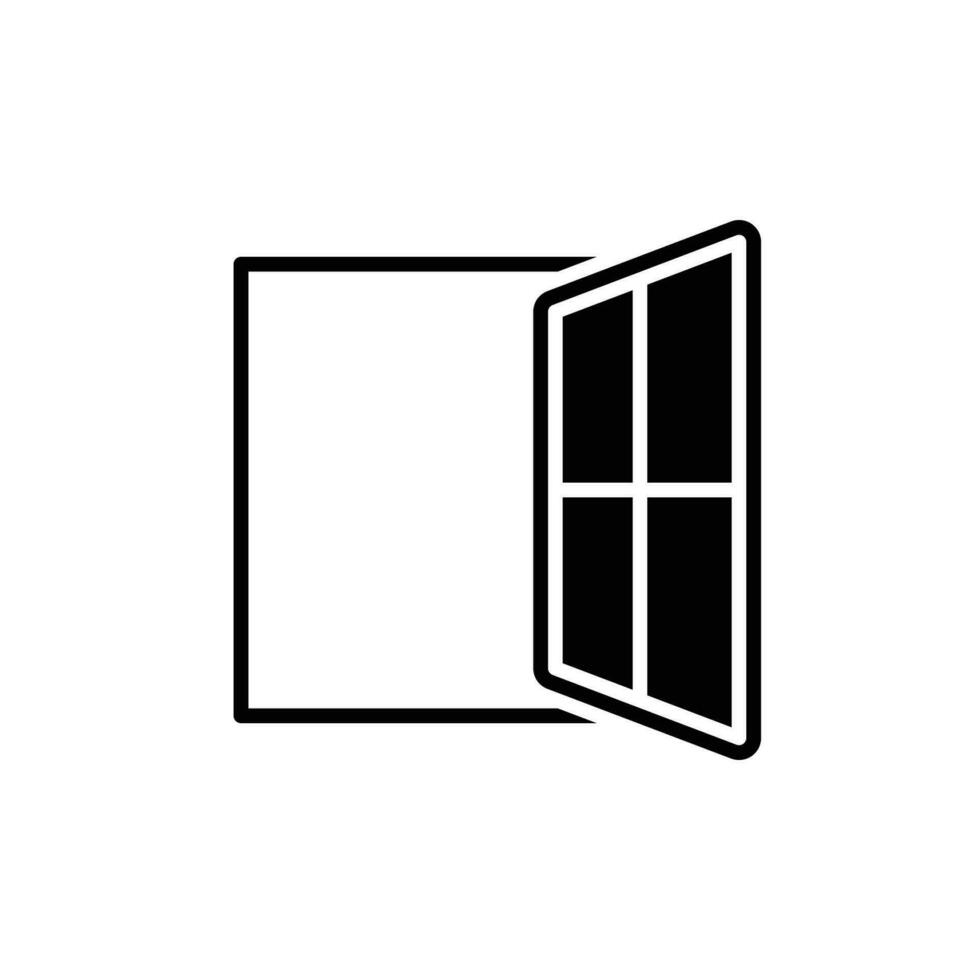 Fenster Symbol. einfach solide Stil. Fenster offen, rahmen, Quadrat, Glas, Konstruktion, Zimmer, Haus, Zuhause Innere Konzept. Silhouette, Glyphe Symbol. Vektor Illustration isoliert.