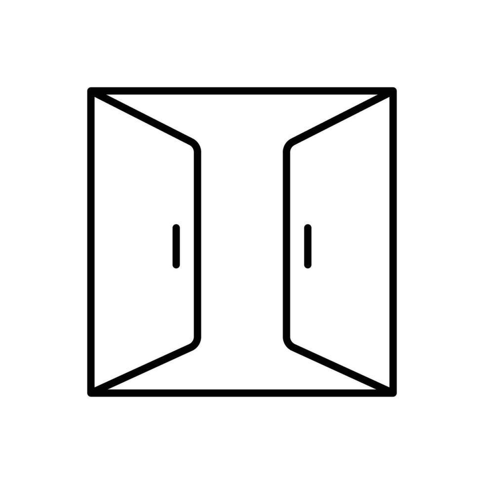 doppelt Türen Symbol. einfach Gliederung Stil. Tür, offen, doppelt, eingeben, Ausfahrt, Eingang, Vorderseite, Tor, Tür, Haus, Zuhause Innere Konzept. dünn Linie Symbol. Vektor Illustration isoliert.