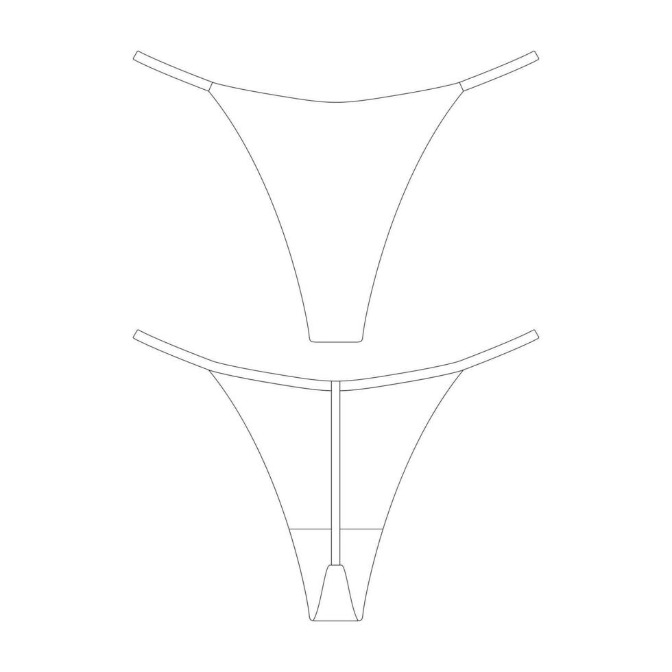 mall sträng stringtrosa underkläder vektor illustration platt design översikt Kläder samling