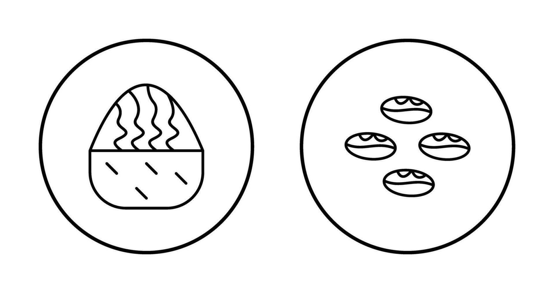 Sahne Muffin und Kaffee Bohnen Symbol vektor