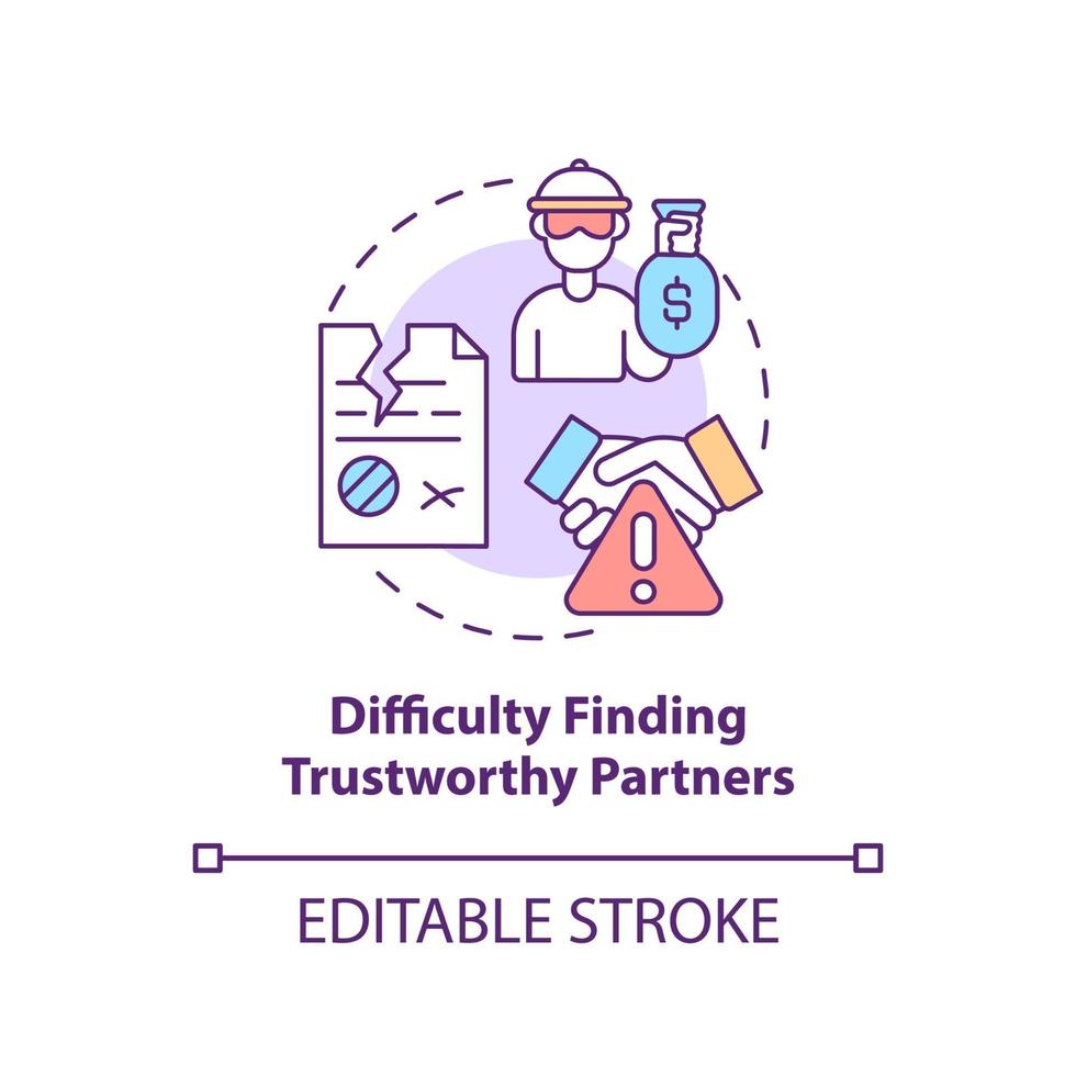 Schwierigkeiten, ein vertrauenswürdiges Partnerkonzeptsymbol zu finden vektor