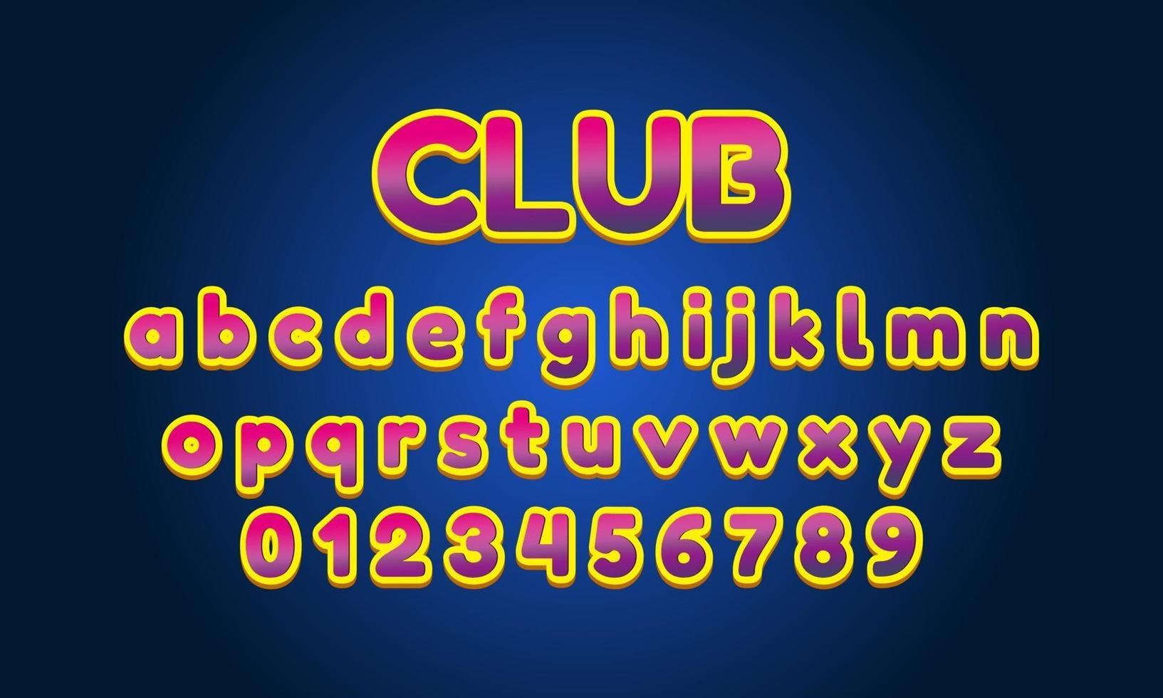 Club Schriftart Alphabet vektor