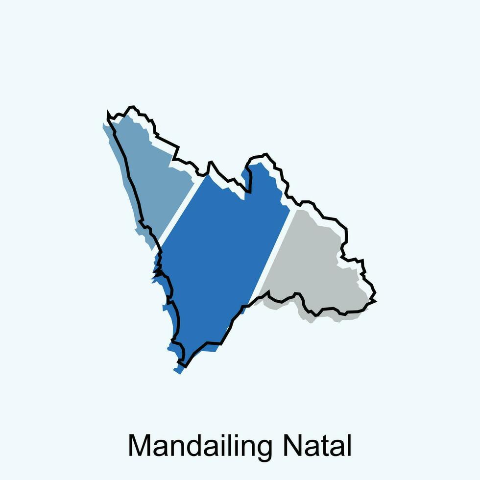 vektor Karta av mandailing natal stad färgrik design, provins av norr sumatra illustration design mall på vit bakgrund