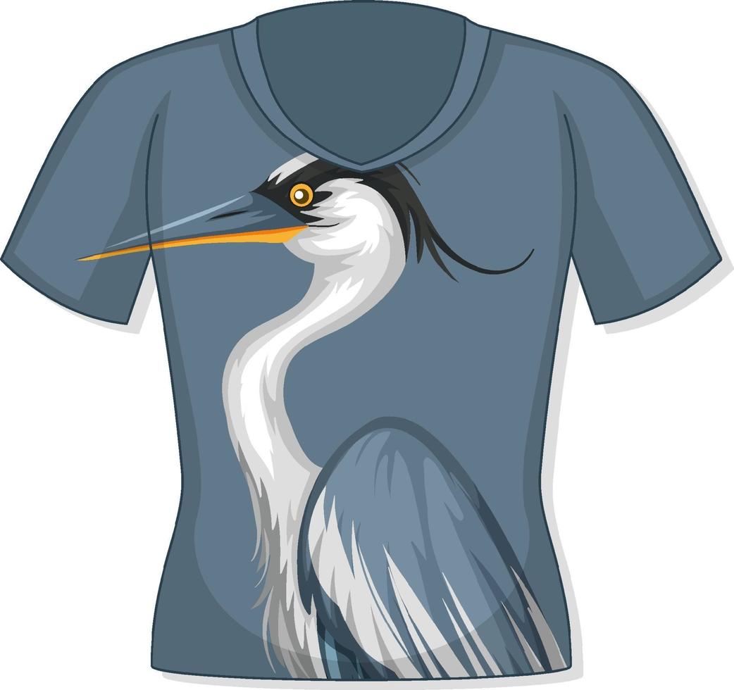 T-Shirt mit Reiher-Vogel-Muster vektor