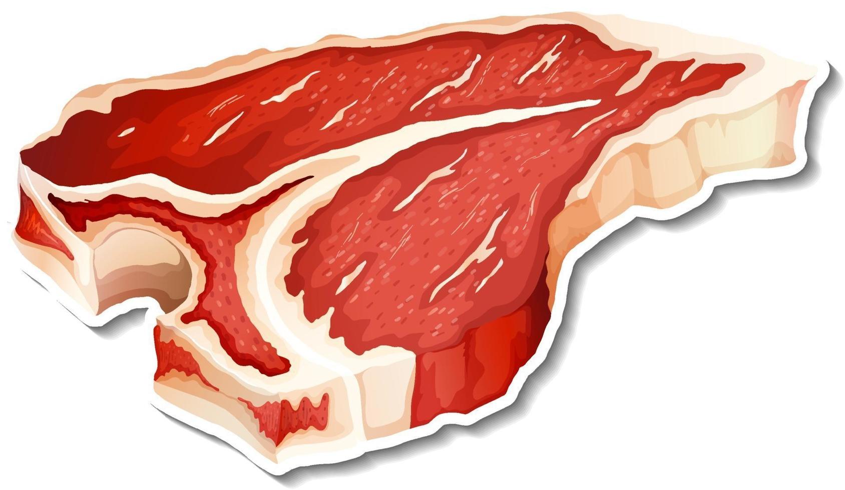 T-Bone-Steak-Aufkleber auf weißem Hintergrund vektor