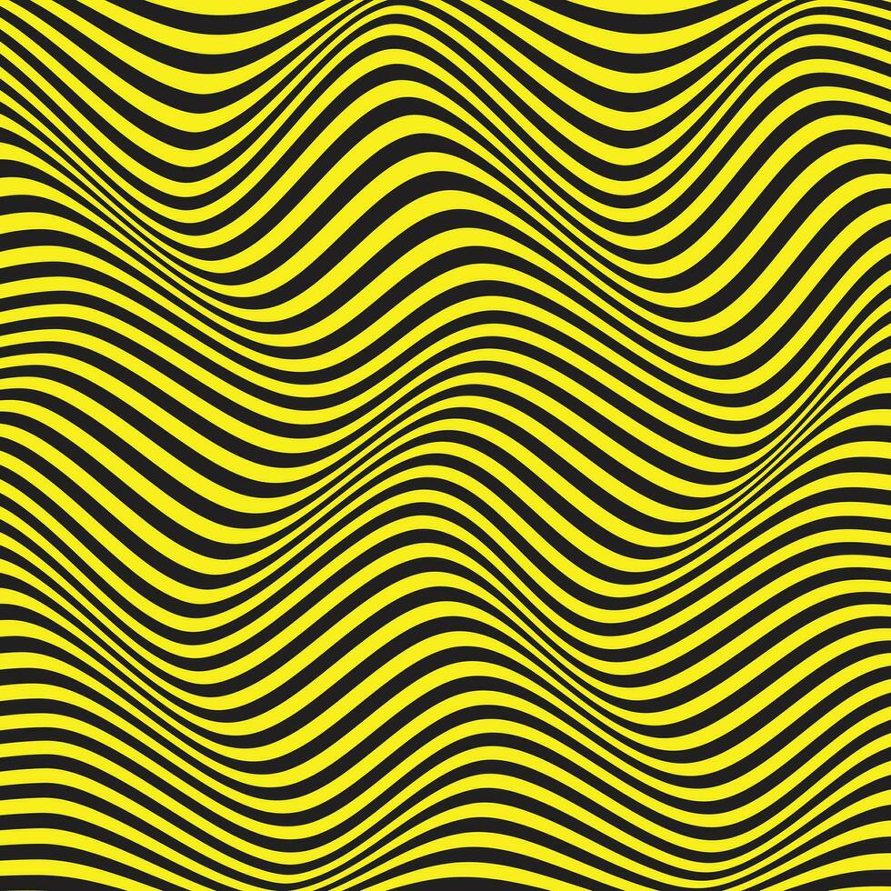 abstrakt svartvit svart gul horisontell Vinka linje mönster textur. vektor