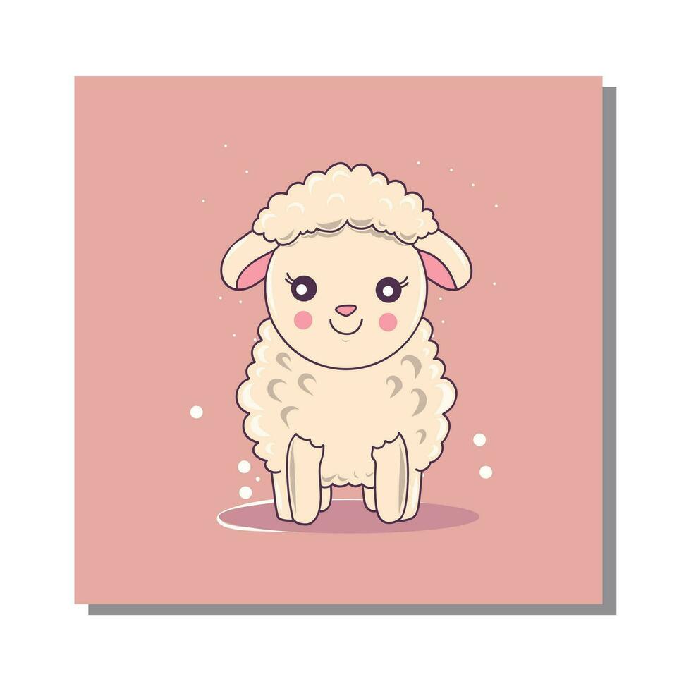 süß nett heiter Lamm RAM Tier auf Rosa Hintergrund Vektor Symbol. isoliert Tier Technologie Symbol Konzept. Prämie Vektor. eben Karikatur Stil