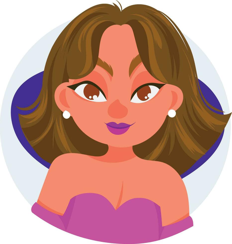 halloween aning kostym kvinna med brun hår, Söt porträtt för social nät eller användare profiler i internet, ikon kostym fest, tecknad serie vektor illustration ung kvinna tecken ansikten