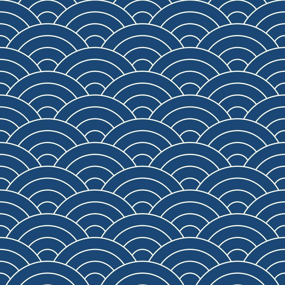 Marine Blau japanisch Welle Muster Hintergrund. japanisch nahtlos Muster Vektor. Wellen Hintergrund Illustration. zum Kleidung, Verpackung Papier, Hintergrund, Hintergrund, Geschenk Karte. vektor