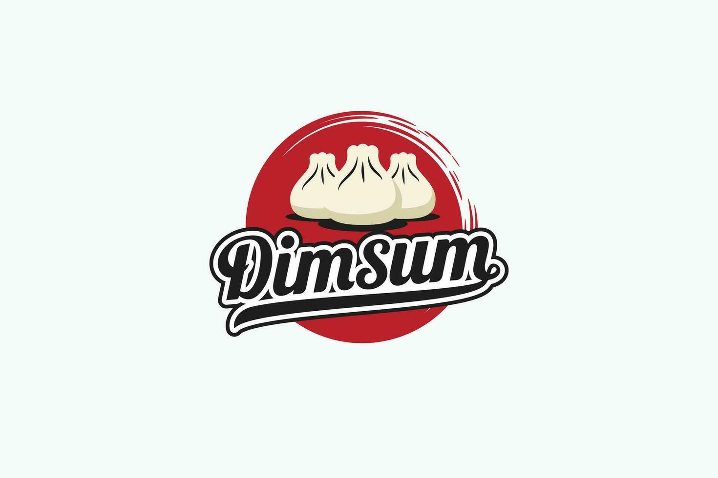 Dimsum Logo mit schön Beschriftung. Chinesisch Knödel Essen vektor