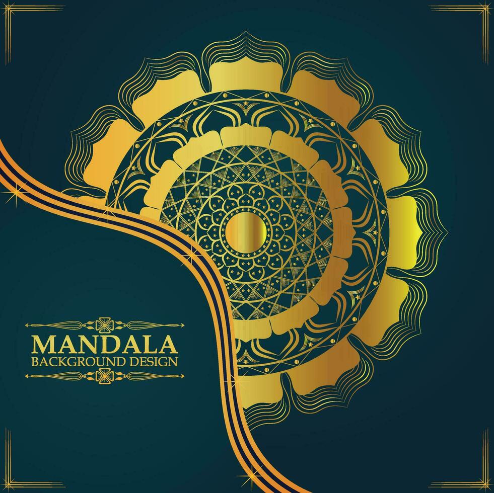 Luxus Mandala Design Hintergrund im Gold Farbe Arabeske Muster Arabisch islamisch Osten Stil. Ramadan Stil dekorativ Mandala. Mandala zum drucken, Poster, Abdeckung, Broschüre, Flyer, Banner. vektor