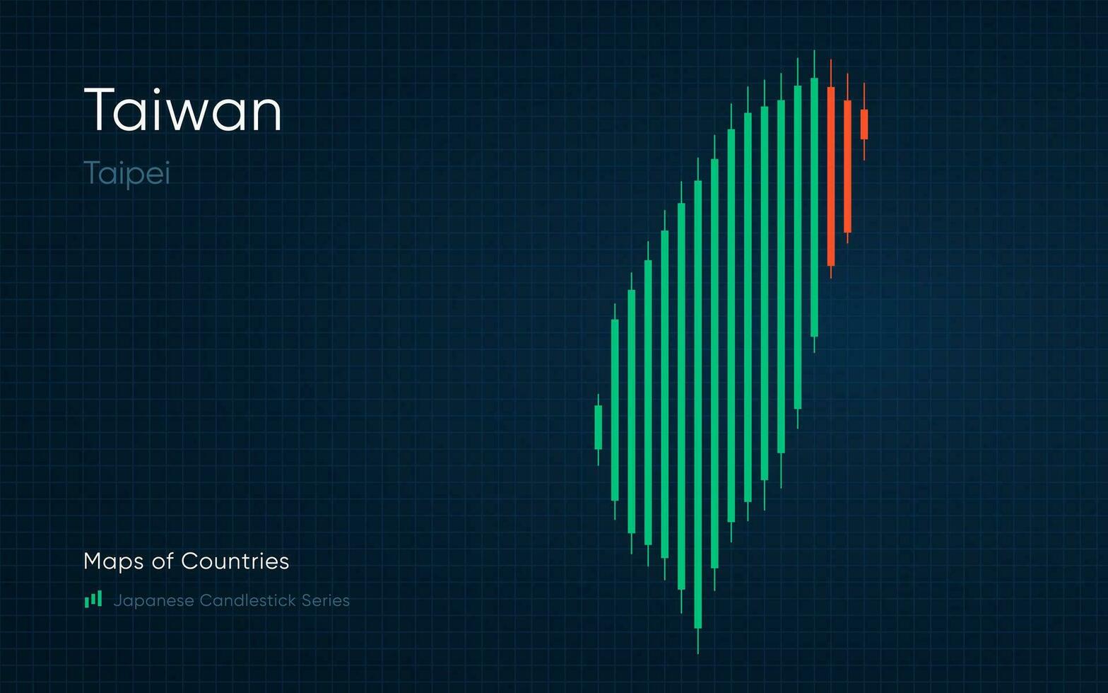 taiwan Karta är visad i en Diagram med barer och rader. japansk ljusstake Diagram serier vektor