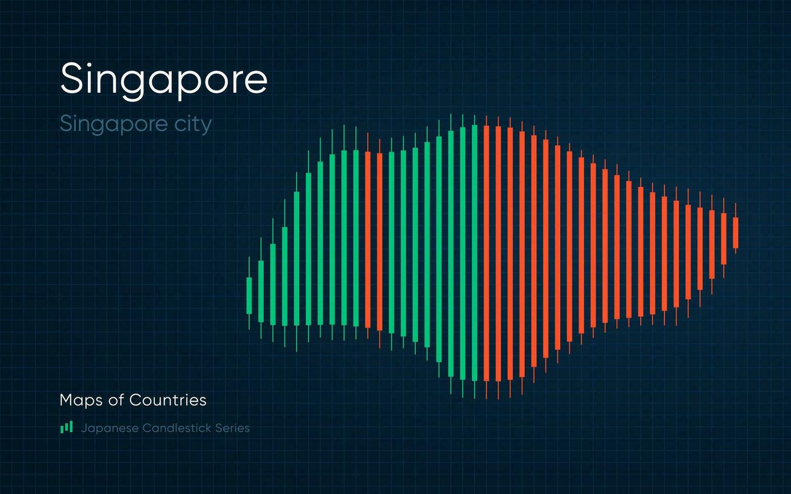 Singapur Karte ist gezeigt im ein Diagramm mit Riegel und Linien. japanisch Leuchter Diagramm Serie vektor