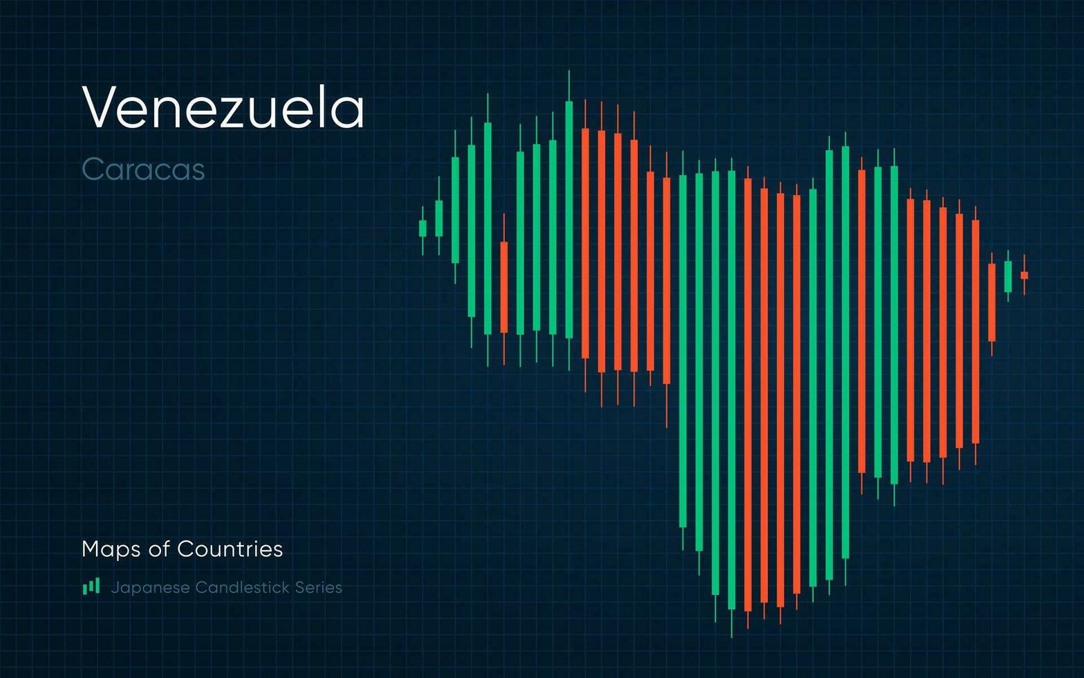 Venezuela Karte ist gezeigt im ein Diagramm mit Riegel und Linien. japanisch Leuchter Diagramm Serie vektor