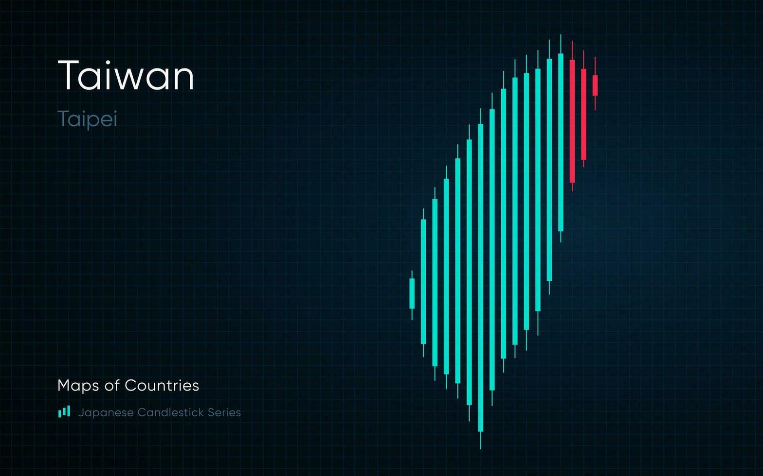 taiwan Karta är visad i en Diagram med barer och rader. japansk ljusstake Diagram serier vektor